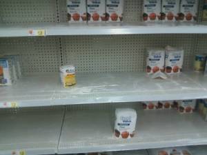 Store shelves after regional emergency